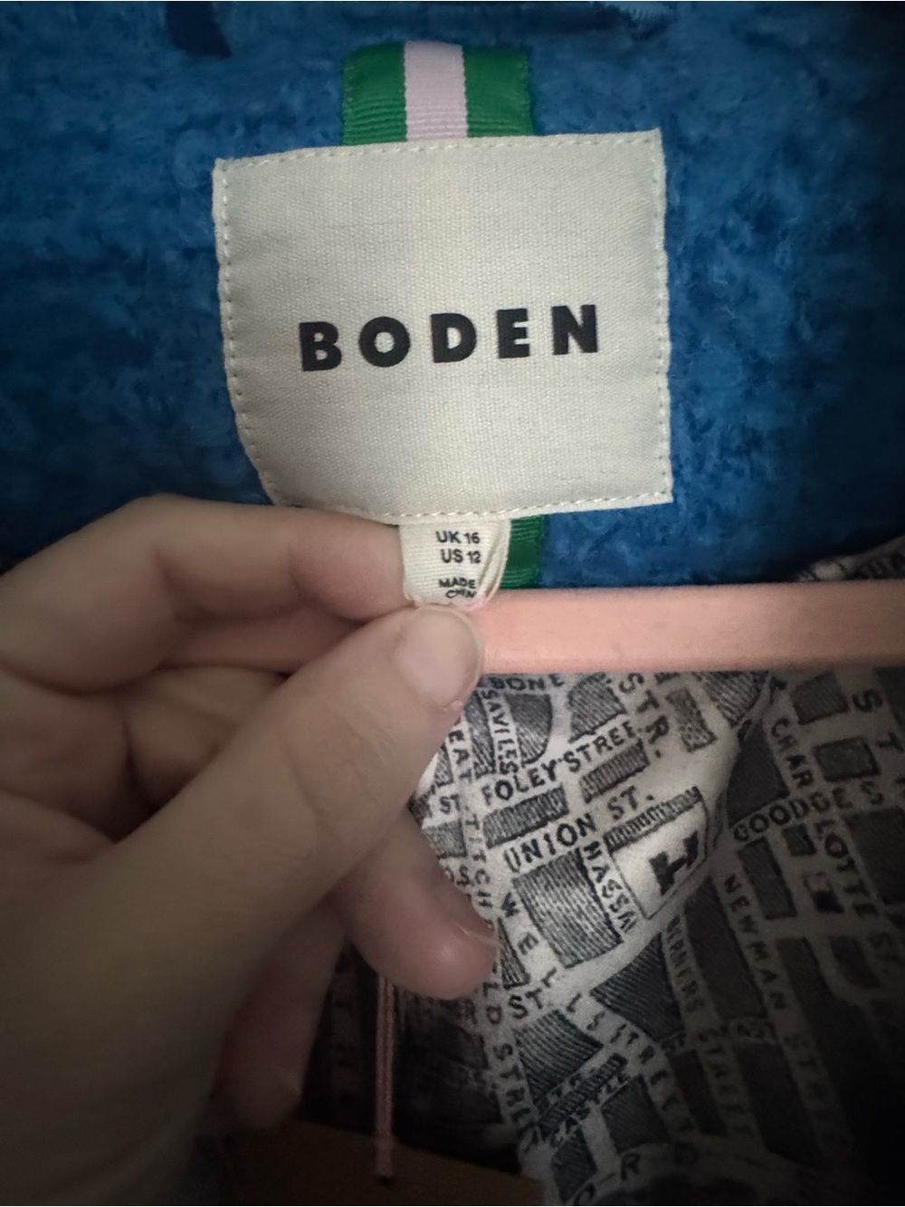 NWT Boden Women's 100% Wool Blue Bouclé Button-Up Coat size US 12 - Picture 6 of 12